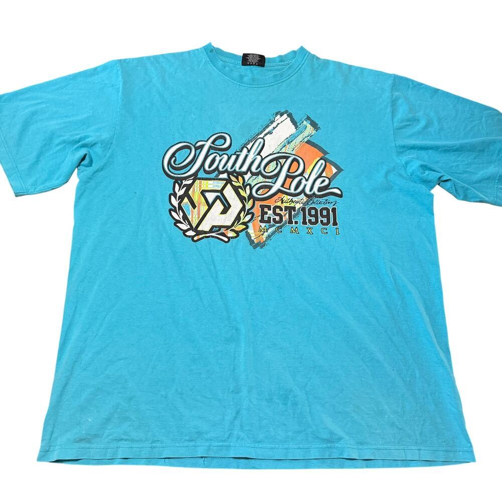 Vintage Y2K Mens South Pole T-Shirt Distressed with Flaws Size 4XL